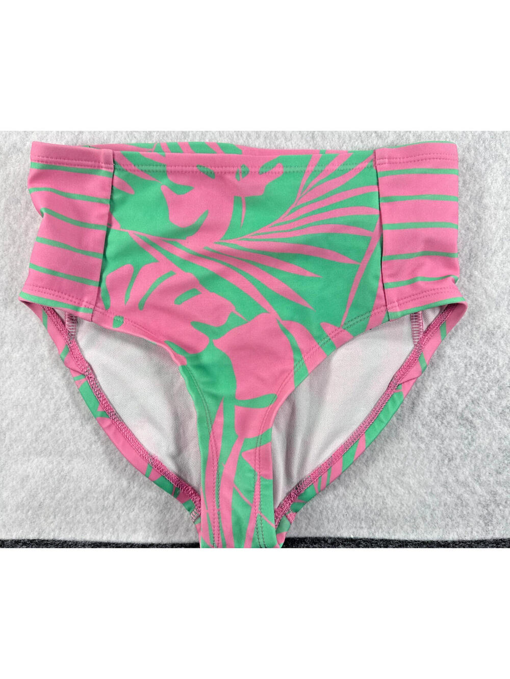 DSG Girls Small Pink Green High Waisted Bikini Bottom NWT